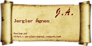 Jergler Ágnes névjegykártya